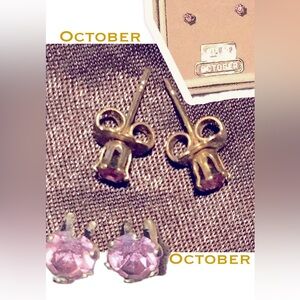 October (HAPPY OCTOBER!) Allergy-free pink Birthstone stud earrings